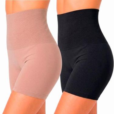Imagem de Kit 2 Shorts Feminino Modelador Cintura Alta Zero Barriga Alta Compres