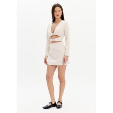 Imagem de Vestido Curto Manga Longa com Fivelas-Feminino