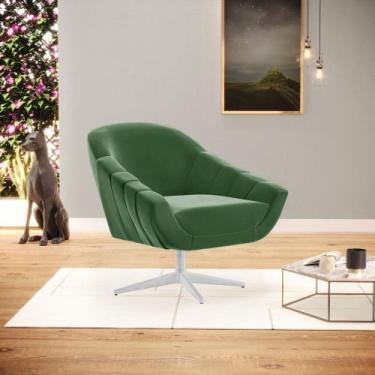 Imagem de Poltrona Giratória Giovana Suede Base Cromada D03 - D Rossi, Verde
