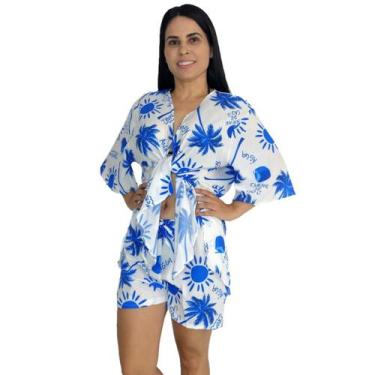 Imagem de Saída de praia conjunto Kimono camisão + Shorts - Tropicana Modas, Úni