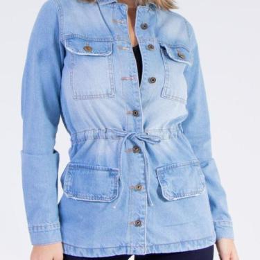 Imagem de Jaqueta Parka Jeans Feminina Azul Claro Lady Rock, P, Azul claro