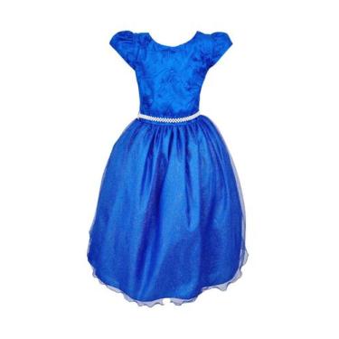 Imagem de Vestido Infantil Azul Royal Glitter Casamento De Luxo Rodado - JL Kids