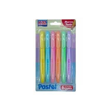 Imagem de Marca Texto Pastel 6 Cores KAZ - Lilás, Azul Claro, Verde, Amarelo, La