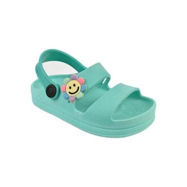 Imagem de Babuche Sandalia Infantil Menina e Menino Flor Azul e Verde Confortáve