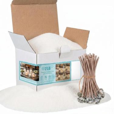 Imagem de Kit para Fazer Velas BISWYLBLJ 907 g de Areia de Cera Branca 50 Pavio