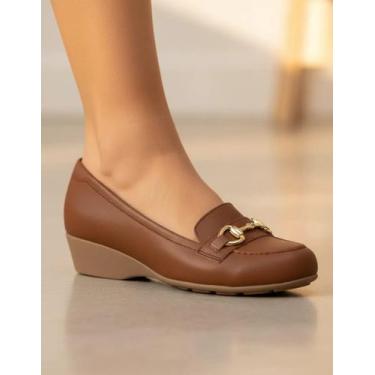 Imagem de Sapato Feminino Modare Salto Anabela Fivela 7014.297, 37, Avelã