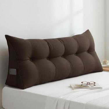 Imagem de Almofada Cabeceira Ana Cama Solteiro 90cm Suede Marrom Mz Decor - Mazz