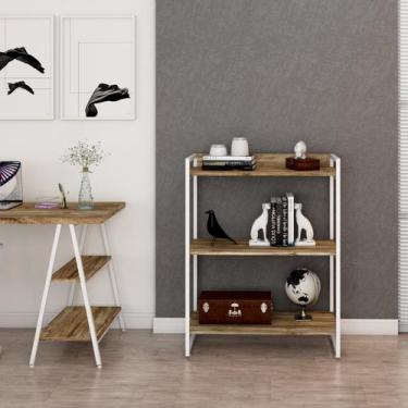 Imagem de Estante de Livros Industrial Aço 80CMX104CM 3 Prateleiras Kuadra Marro