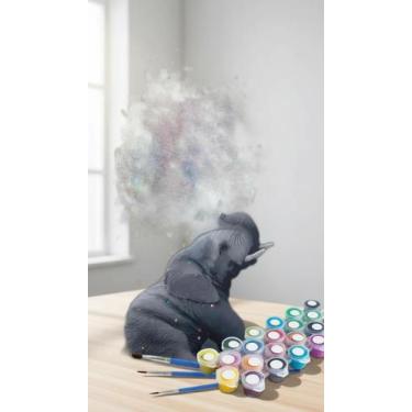 Imagem de Kit Pintura Numerada Elefante Artístico Completo - Congratulations Sto