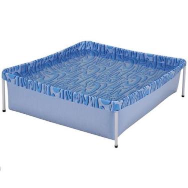 Imagem de Piscina Quadrada Criança Mor 400 Litros Infantil Resistente, Azul