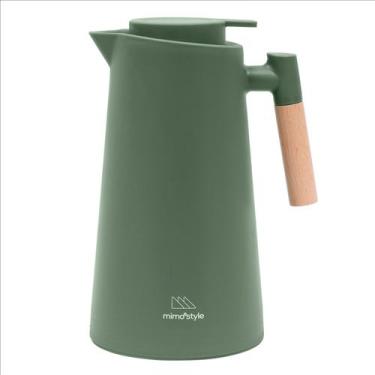 Imagem de Garrafa Térmica Verde Jade Nórdica Para Café/Cha Cabo De Madeira 1L - 