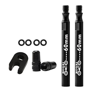 Imagem de YIJU Extensor de válvula Presta de bicicleta, extensores de válvula de tubo de bicicleta duráveis, extensão interna de válvulas de pneu para engrenagem fixa de estrada – 2 peças pretas de 60 mm