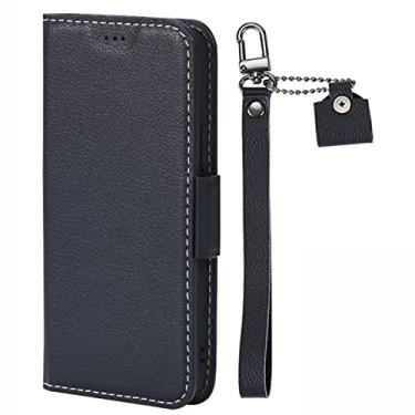 Imagem de LAHappyL Capa carteira para iPhone 13 Pro Max/13 Pro/13 Capa de couro legítimo com função de suporte para cartão, capa tipo carteira com suporte magnético, preta, 13 de 6,1 polegadas