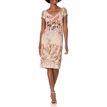 Imagem de Adrianna Papell Vestido curto feminino com estampa de borda, Damasco Multi, 36