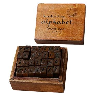 Imagem de shamjina 28 Peças/conjunto de Carimbos de Madeira para Fazer Cartões, Suprimentos para Scrapbook, Educativos - Do/símbolo Num, Cursiva minúscula