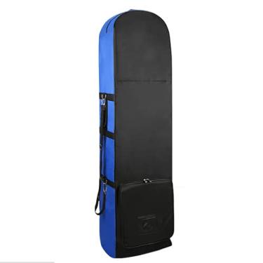 Imagem de Yajun Bolsa de viagem para aviação de golfe com rodas de grande capacidade, bolsa organizadora prática dobrável de nylon para transporte, azul