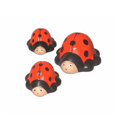 Imagem de Trio De Joaninhas Decorativas Em Cerâmica De Casa E Jardim