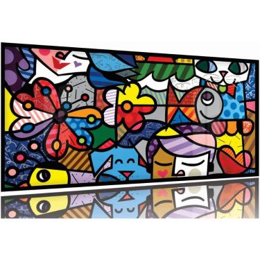 Imagem de Quadro Decorativo Romero Brito 130x60 Moldura Preta 2x2