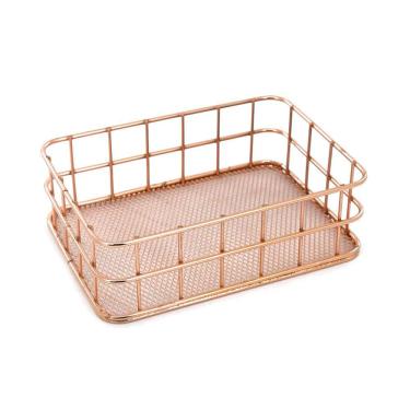 Imagem de Organizador de Mesa Le Aramado Metal Retangular Rosé Gold 17x12x5,2cm