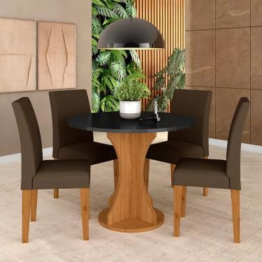 Imagem de Mesa Redonda Com 4 Cadeiras Pérsia 0,9 Cin/pre/mar - Móveis Arapongas