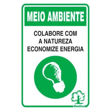 Imagem de Placa Colabore Com A Natureza Economize Energia 20X30cm - Sinalize