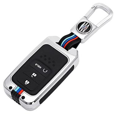 Imagem de Hacreyatu Chaveiro de liga de zinco protetor de tampa de chaveiro para Honda Civic Accord XRV VEZEL City Jazz HRV Crider CRV (cor da arma, 3 botões (bota do carro))