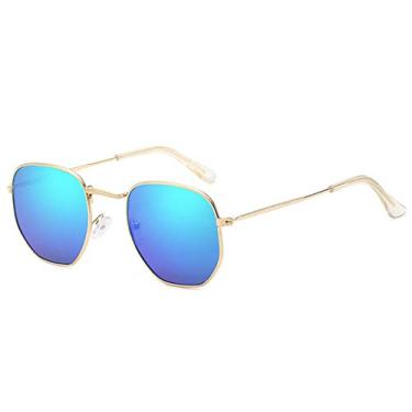 Imagem de Óculos de Sol Quadrado Feminino Vintage Armação Pequena Metal Óculos de Sol Feminino Designer de Moda Clássico Polígono Retro Gafas De Sol, Verde Dourado, Outros