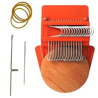 Imagem de Kit de tear de tecelagem pequeno mini darning Loom com 5 faixas de borracha, tipo de tecelagem de velocidade máquina de tear para roupas meias faça você mesmo tecer artes ferramenta de tecelagem