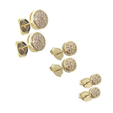 Imagem de Brinco Folheado a Ouro Trio MicroZircônias 3 Tamanhos para 3 Furos Semijoias