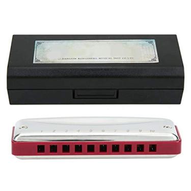 Imagem de Blues Harmonica, Blues Harmonica 10 Buracos Mouthorgan B Key Portátil Presente Iniciante Alto Brilho Instrumento À Prova D' Água Presentes Iniciantes (Vermelho) Suprimentos de Instrumento de Brincar