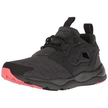 Imagem de Reebok Tênis de corrida feminino com sola Furylite, Preto/cascalho/coral fogo, 5.5
