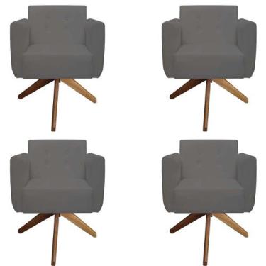 Imagem de Kit 04 Poltronas Decorativa Duda Base Giratória Suede Grafite - D'clas