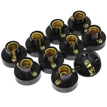 Imagem de RuiLing Pacote com 10 mini suporte de lâmpada E12 contas de luz de plástico bases de lâmpada tipo parafuso soquete de lâmpada suportes de lâmpada pretos iluminação de experimento de estudante acessórios faça você mesmo