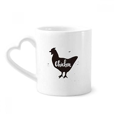Imagem de Caneca de animal de galinha preta e branca caneca de café cerâmica copo de coração de vidro