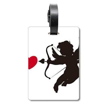 Imagem de Cupido Angel Love Heart Pattern Maleta Tag Bagagem Cartão Pendurado Etiqueta Scutcheon Etiqueta, Multicolorido.