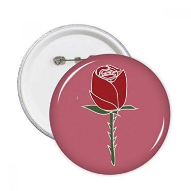 Imagem de Broche redondo com estampa de flor de cravo vermelho com pinos redondos para decoração de acessórios, 5 peças