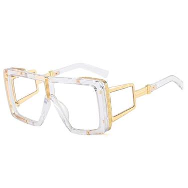 Imagem de Óculos de sol de luxo de uma peça para mulheres vintage quadrado grande gradiente óculos de sol masculinos pernas largas tons bege, 3, tamanho único