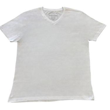 Imagem de Camiseta Masc Básica Puramania Slim Gola V Branco 5007.97.5101