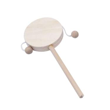 Imagem de ADOCARN 1 Conjunto 6 Unidades Chocalho Tambor Fabricante De Ruído Tambor Faça Você Mesmo Brinquedo Tambor Musical Chocalho De Embrião Branco Tambor De Bebê De Madeira Filho Manual