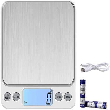 Imagem de balança de alimentos com usb recarregável, balança de cozinha digital com 9 unidades, peso em gramas e onças, alta precisão de 0,04 onças e 11 libras de capacidade, função de tara, display LCD para assar