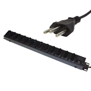 Imagem de Régua 12 Tomadas Rack 19 110v/220v - 2000 watts - 3 Unidades