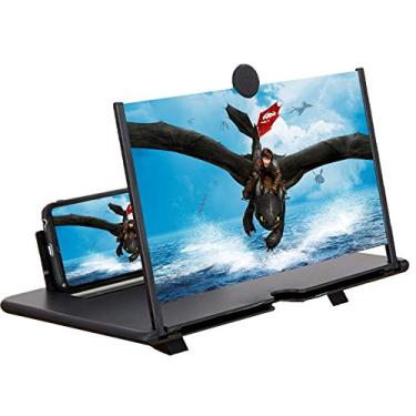 Imagem de Lupa de tela de 12 polegadas para celular, ampliador de tela GeLar, lupa 3D para celular com zoom de 3 a 4 vezes para filmes, vídeos, jogos, suporte dobrável para telefone com amplificador de tela
