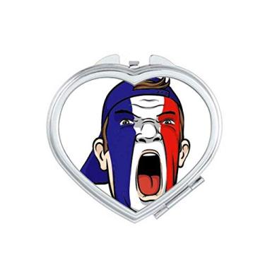 Imagem de Bandeira da França Maquiagem Facial Cabeça Gritando Espelho Viagem Ampliação Portátil Bolso Maquiagem