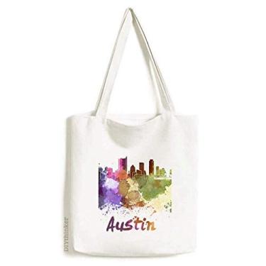 Imagem de Austin America City Bolsa de lona em aquarela bolsa de compras casual