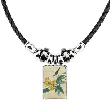 Imagem de DIYthinker Loquat Colar de pintura chinesa com pingente de corda de couro