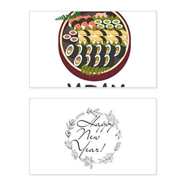 Imagem de Cartão de felicitações tradicional japonês saboroso sushi ano novo festival mensagem de abençoar presente