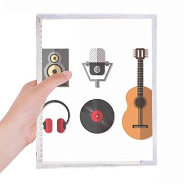 Imagem de Fone de ouvido de guitarra, CD, microfone, música, caderno, diário de folhas, recarregável, papelaria