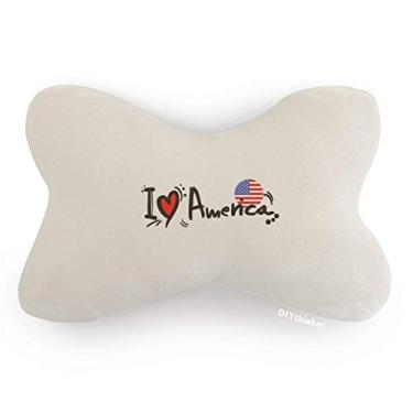 Imagem de DIYthinker Almofada para decoração de pescoço I Love America World Flag Heart Car com bandeira do mundo