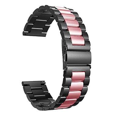 Imagem de Pulseira 20mm Metal 3 Elos compatível com Samsung Galaxy Watch Active 1 e 2 - Galaxy Watch 3 41mm - Galaxy Watch 42mm - Amazfit GTR 42mm - Amazfit GTS - Marca LTIMPORTS (Preto/Rosa)