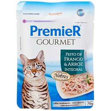 Imagem de Ração Úmida Premier Gourmet para Gatos Sabor Peito de Frango e Arroz Integral, Premier Pet, 70g